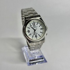 CITIZEN Q&Q HR15 Solar Silver Tone Quartz Analog Men Vintage Watch W518 *WORKING