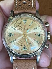 Vintage Cimier Swiss 2-Register Chronograph Gold Dial Manual Wind Runs