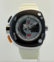 Vintage Men’s Citizen Eco-Drive Quartz Dual-Display Black Dial White Strap Watch