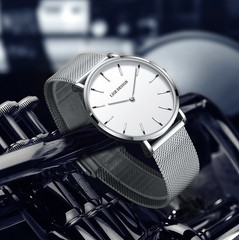 Men Women Business Watch Quartz Analog Ultra-thin Waterproof Daily Wristwatch