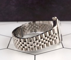 Rolex 36mm Datejust Steel Engine-Turned White Mop Dial Watch