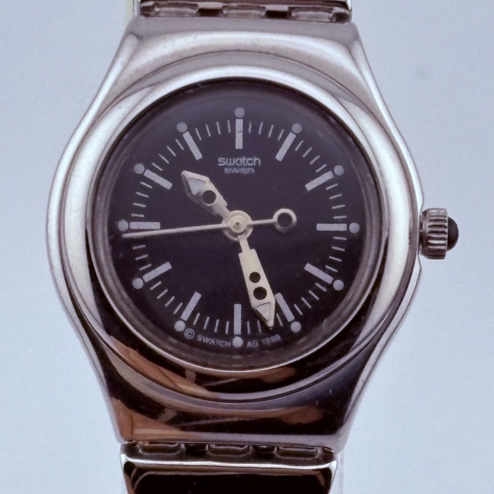 Swatch IRONY AG1999 Quartz Analog Black Dial Battery Replaced 24.5mm