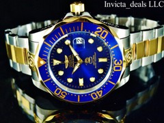 Invicta Men’s 47mm GRAND DIVER Automatic Blue Dial Gold Plated Two Tone SS Watch