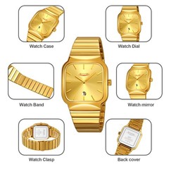 SKMEI Men Square Watch Steel Business Male Watch Date Week Display Wristwatch