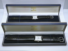 Vtg Y2K Era Brooks & Bentley Chrome Plated His & Hers Tank Shaped Quartz Watch