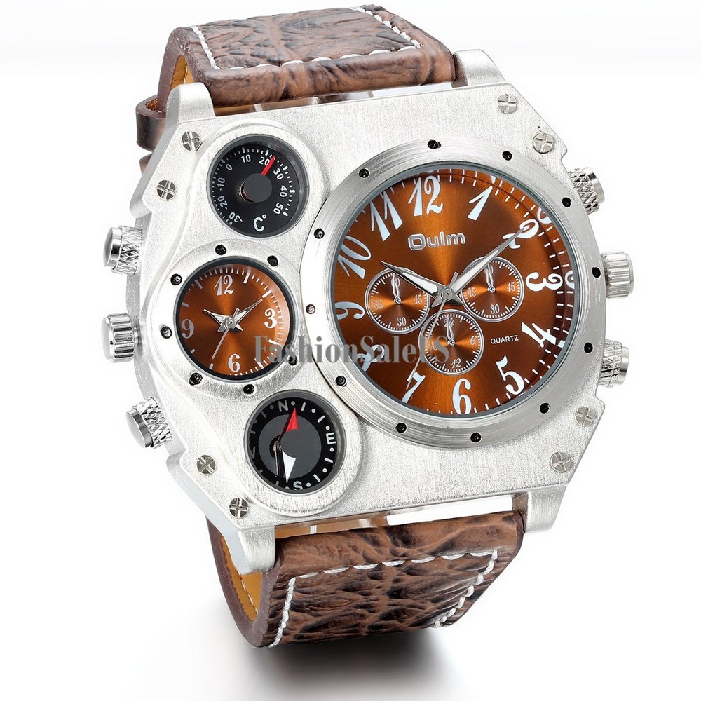 Hot Men’s Luxury Quartz Sport Military Leather Band Stainless Steel Wrist Watch