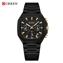 CURREN Men’s Quartz Square Watch Chronograph Stainless Steel Waterproof Date