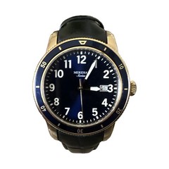 Meridian Belair Seapearl Quartz Diver 44.3mm Blue Dial Date 100m Leather Strap