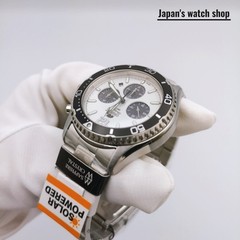 ORIENT Mako RN-TX0203S White Panda Solar Chronograph Men’s Watch New in Box