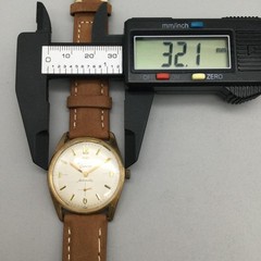 Vintage Wittnauer Genève Mens Watch 32mm 1960’s Brown Leather Band Automatic