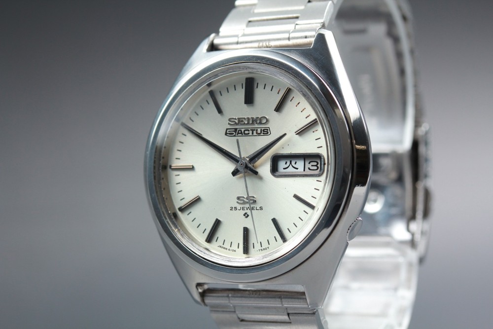 Read! [Exc+5] SEIKO 5 ACTUS SS 6106-7490 kanji Automatic Men’s Watch JAPAN
