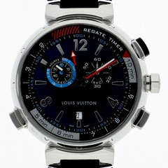 LOUIS VUITTON Q102D Tambour regatta blue Dial Quartz Stainless Steel Leather