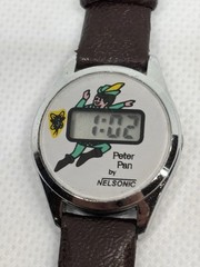 Vintage Nelsonic Peter Pan LCD Digital Watch Disney New Battery Runs Great