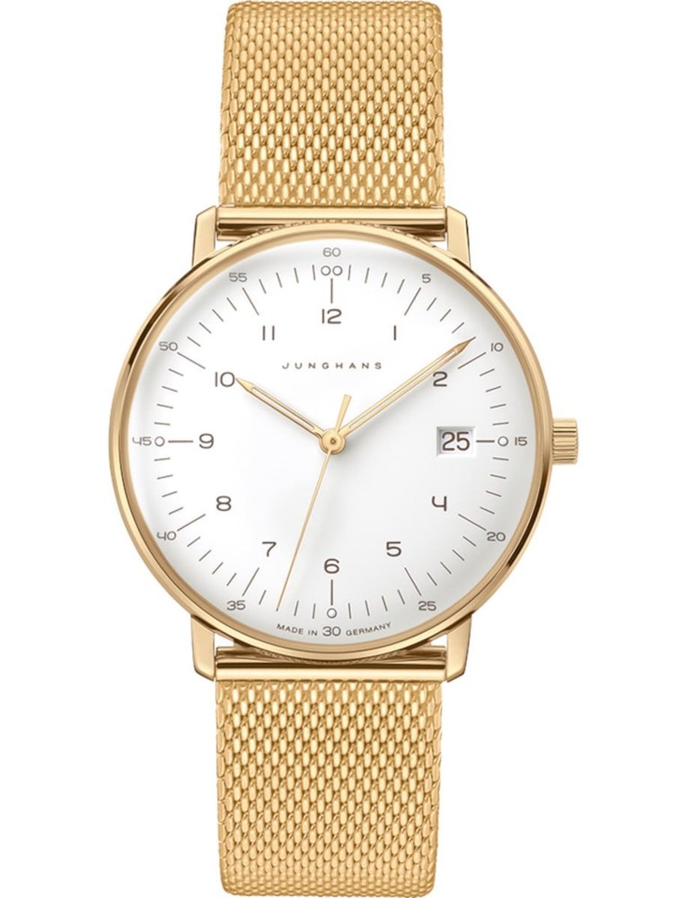 Junghans Max Bill Damen Quartz 32.7mm White Dial Gold Watch 47/7452.46