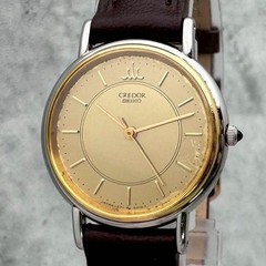 Seiko Credor 1271-0010 Brown 18K Gold Quartz Watch Japan Vintage 07493