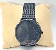 Hugo Boss Black Ion Plated Mesh Strap Watch Minimal Luxury Men 3 Bar