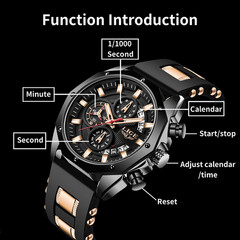Military Men Watch Quartz Calendar Luminous Waterproof Sport Man Wristwatch +BOX