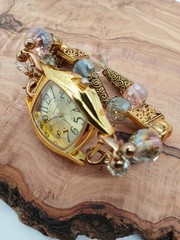 Narmi Chunky Colored Crystal Bead Stretch Watch Bracelet Not Tested
