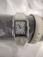 Isaac Mizrahi Live Quartz White Dial Rectangle Leather Stainless Steel Watch
