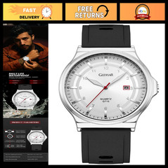 Men’s Waterproof Silicone Analog Quartz Watch, Easy Read Casual & Sport Wristwat