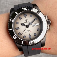 Tandorio Double Date NH36 Black 40mm Automatic Men Watch Sapphire Ceramic Bezel