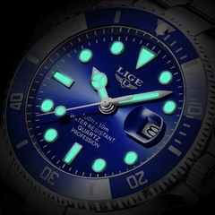 42MM LIGE Quartz Men’s Luxury Watch Dive 30M Waterproof Luminous Stainless NEW