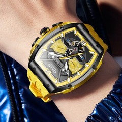 Men’s Automatic Mechanical Watch Tonneau Sapphire Glass 50M Waterproof Luminous