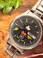 BEAMS × TIMEX Mickey Mouse Wristwatch Black/Silver Anime Manga used from Japan