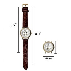 Peugeot Vintage Multi-Function Watch, Perpetual Calendar with large, Brown