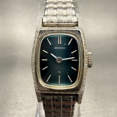 Seiko Watch Women 15mm Blue Dial Silver Tone Rectangle 11-3669 Vintage Works