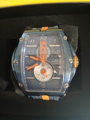 Invicta Raceway Men’s Quartz Sport Tonneau Blue/Orange Dial Strap 52mm+ Box
