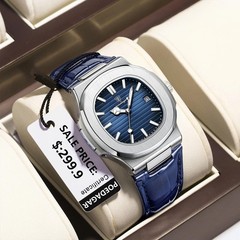 Poedagar Luxury Square Men Watch Date Waterproof Luminous Wristwatch