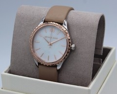 NEW AUTHENTIC MICHAEL KORS LAYTON SILVER BROWN LEATHER MOP WOMEN’S MK2910 WATCH