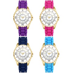 Women Girls Jelly Silicone Band Arabic Numerals Round Students Quartz Wristwatch