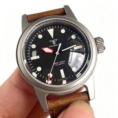 20ATM Tandorio 36mm Military Retro Sapphire Black Dial Automatic NH35A Men Watch