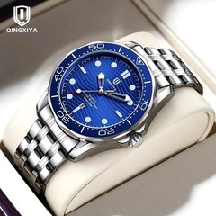 44MM QINGXIYA Diver Quartz Watch Men’s Stainless Steel Waterproof Luminous NEW