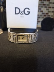 D&G Time Women’s Rectangle Analog Quartz Silver Bracelet Diamond Accent Box