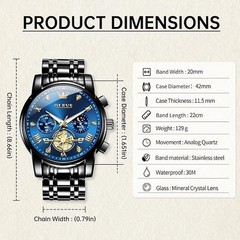 OLEVS Watches Men Stainless Steel Chronograph Watch Luxury Big Face Man Dress Wa
