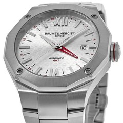 New Baume & Mercier Riviera GMT Automatic Silver Dial Steel Men’s Watch 10658