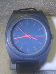 Nixon Minimal Tile Teller Quartz Watch Leather Band New Battery Working Great