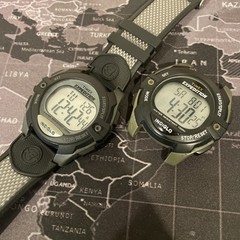 Lot Of 2 Timex T49993 Digital Watches Olive And Gray. Indiglo Not Working