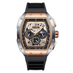 LIGE Foxbox Men Watch Brand Square Multifunctional Dial Male Silicone Wristwatch