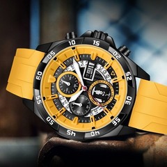 Men Outdoor Casual Multifunction Quartz Wristwatch Luminous Large Dial Watch