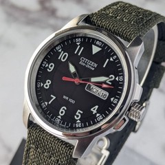 OH Completed Working Item CITIZEN Eco Drive BM8180 03E Solar Black Dial Military