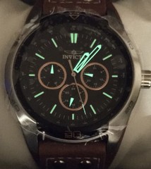 INVICTA BUNDT STRAP MULTI-DIAL DAY DATE COACHMAN QUARTZ WATCH BLACK BRONZE BROWN