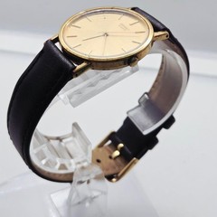 Seiko 2C21-0120 Quartz Slim Dress Watch Gold Dial Replacement Band Japan