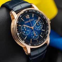 Audemars Piguet Code 11.59 18K Rose Gold Chronograph Blue Men’s Watch 26393OR