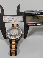Shengke SK Womans Gunmetal Gray Gold Tone Crystal Accent Watch 6.75 in