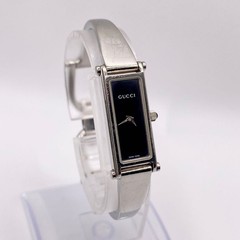 GUCCI 1500L QZ black dial bangle watch ladies wristwatch