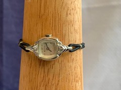 Vtg Bulova Wristwatch Swiss Made 6″ Band Clear Stones Fold Over Clasp *RUNS*